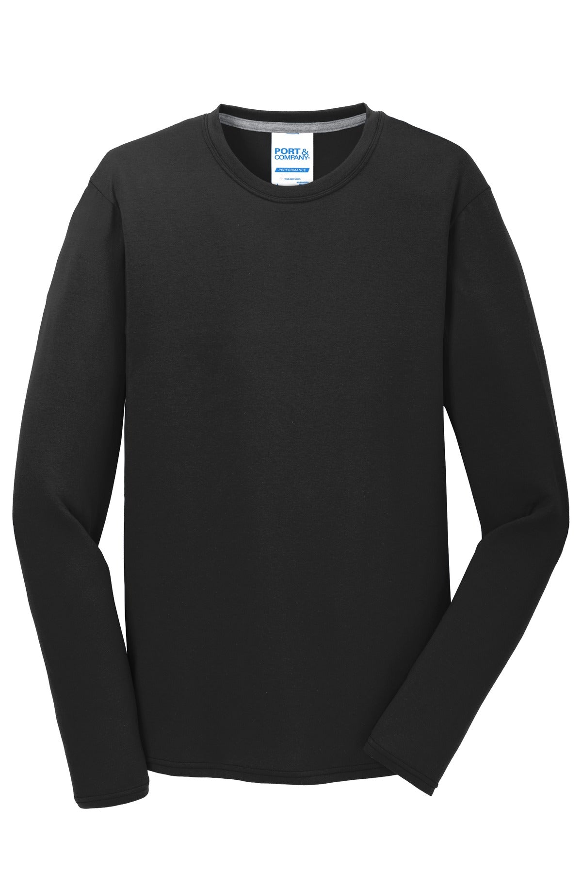 Port & Co Long Sleeve Performance Blend Tee - Jet Black