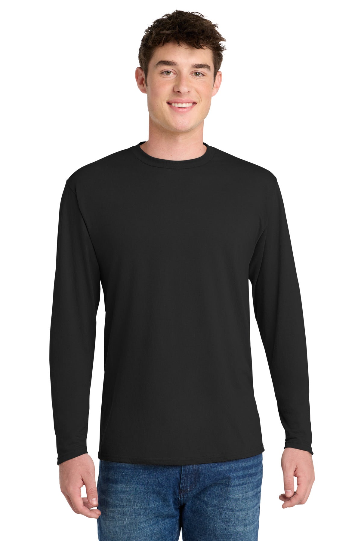 Port & Co Long Sleeve Performance Blend Tee - Jet Black
