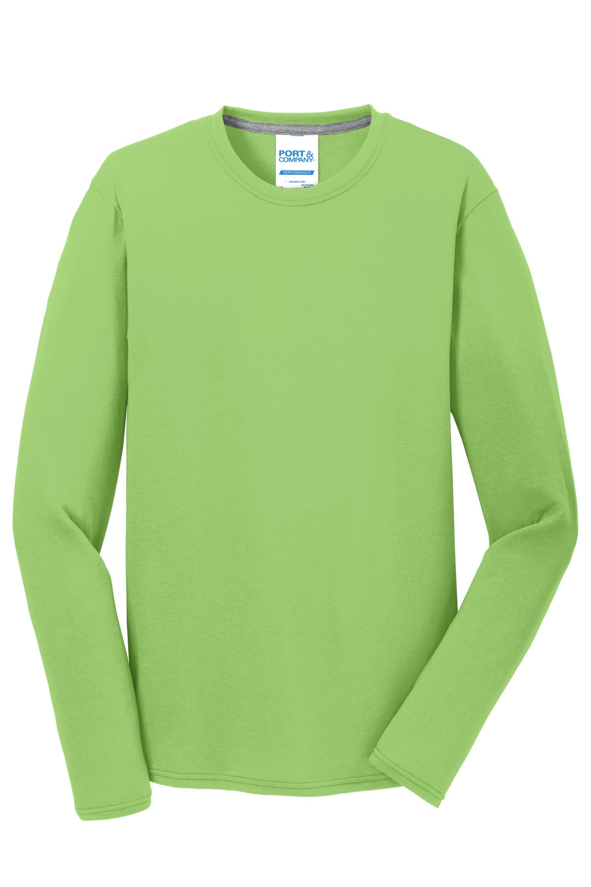 Port & Co Long Sleeve Performance Blend Tee - Lime