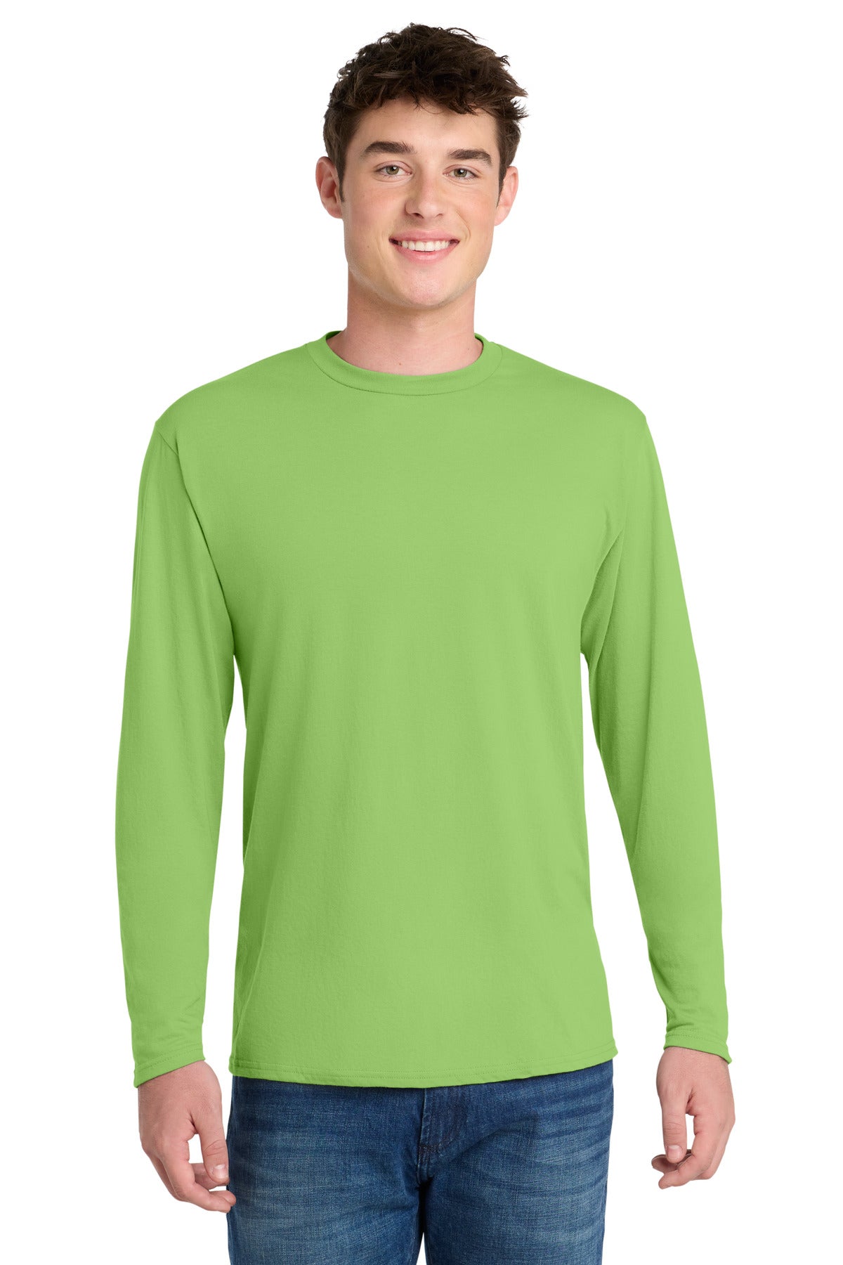 Port & Co Long Sleeve Performance Blend Tee - Lime