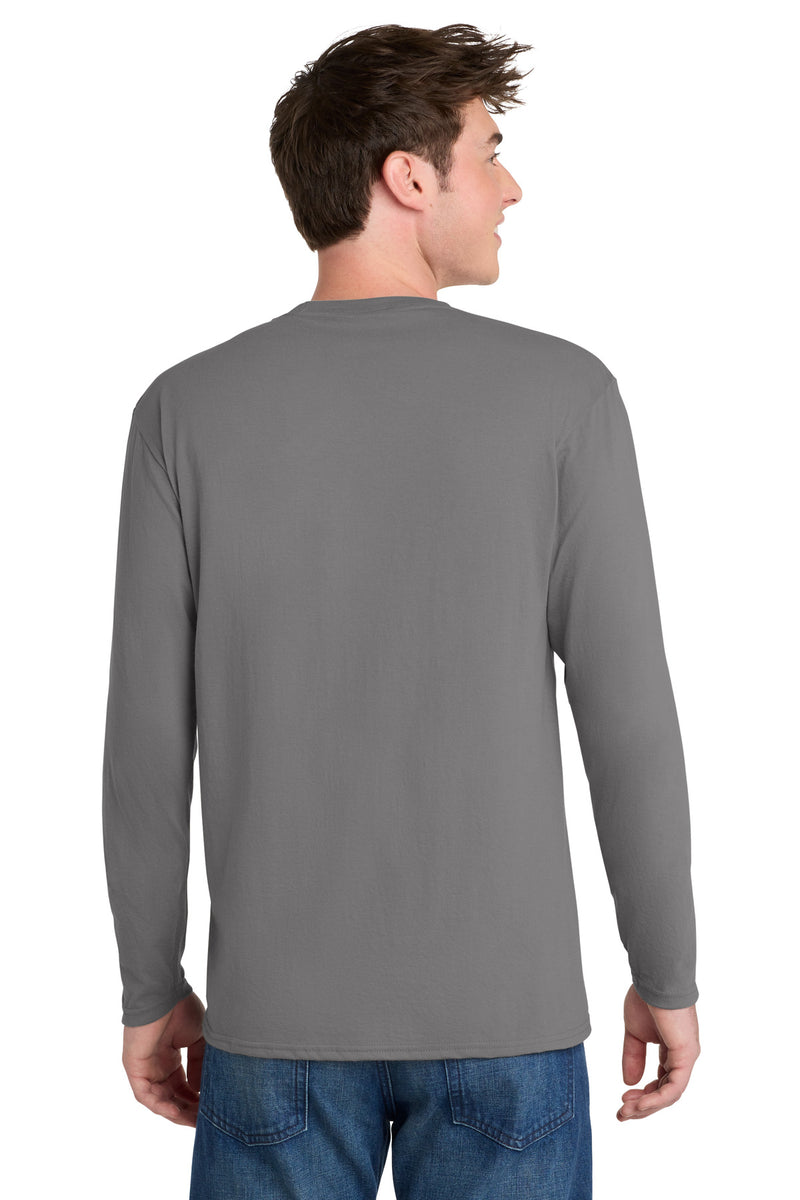 Port & Co Long Sleeve Performance Blend Tee - Medium Grey