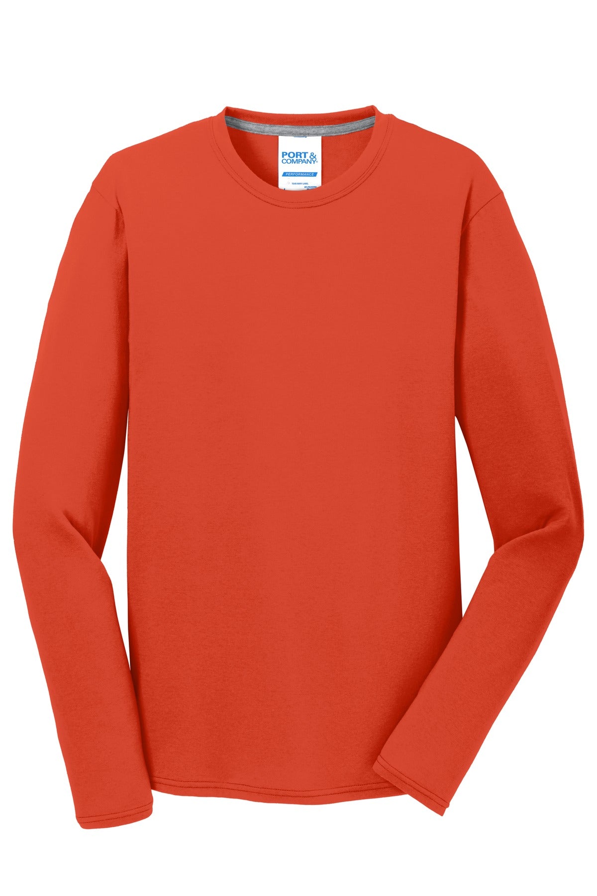 Port & Co Long Sleeve Performance Blend Tee - Orange