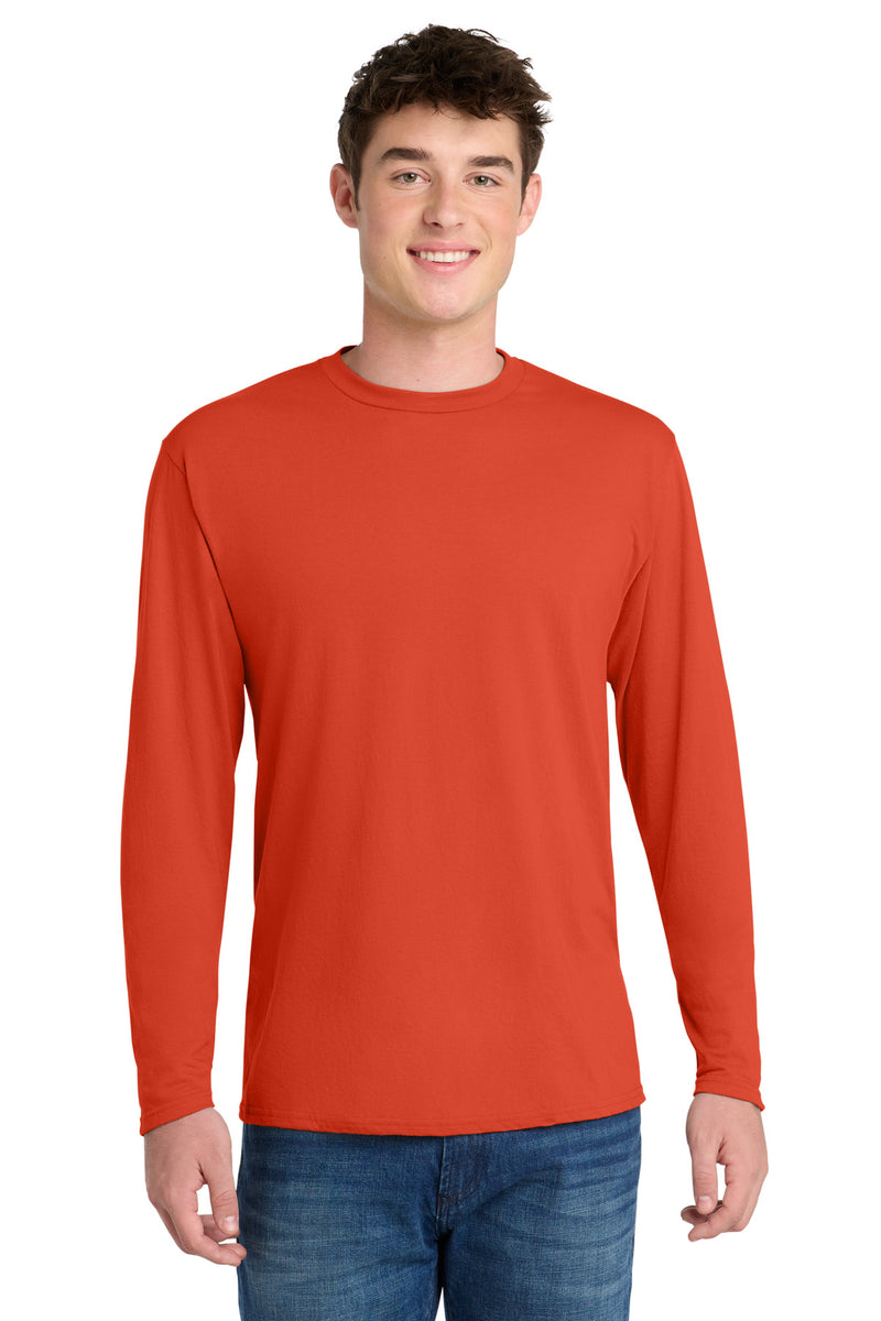 Port & Co Long Sleeve Performance Blend Tee - Orange