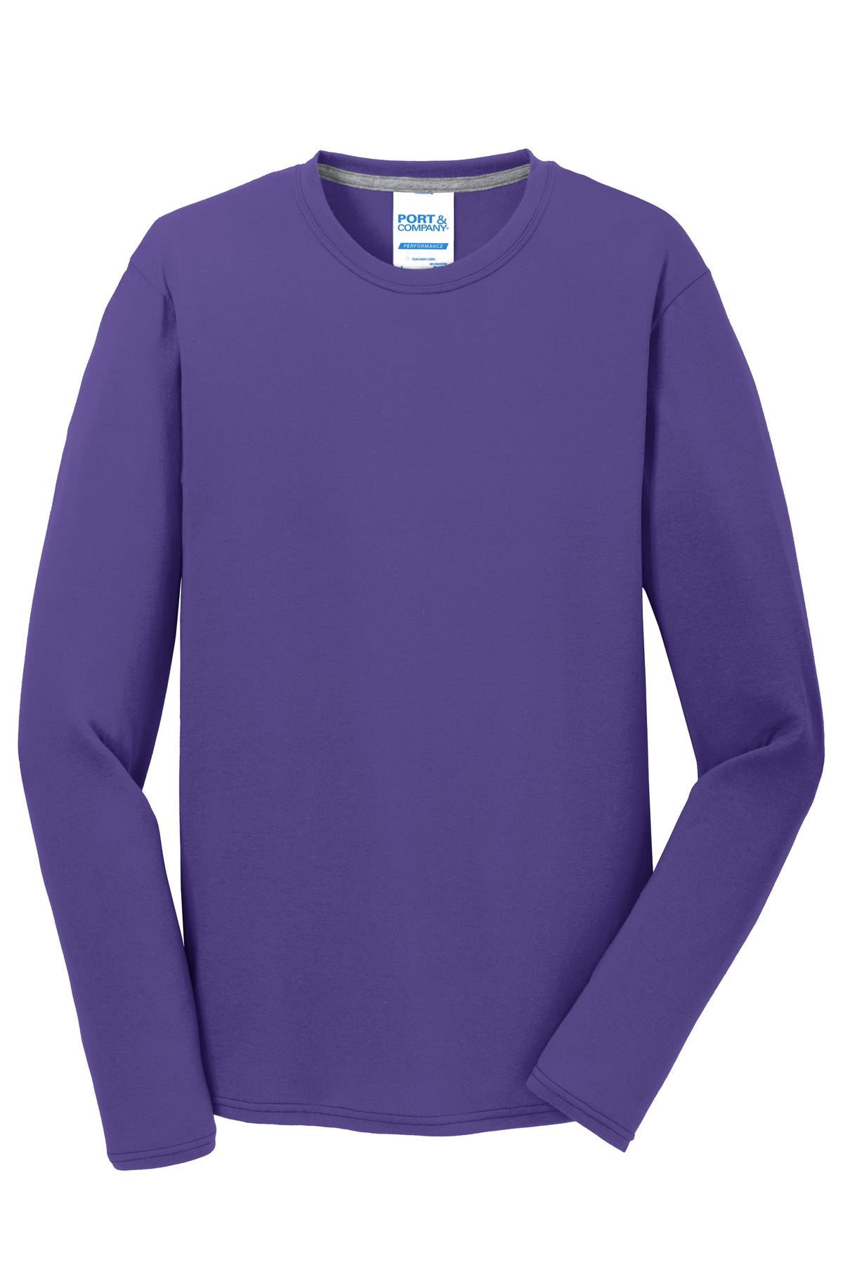 Port & Co Long Sleeve Performance Blend Tee - Purple