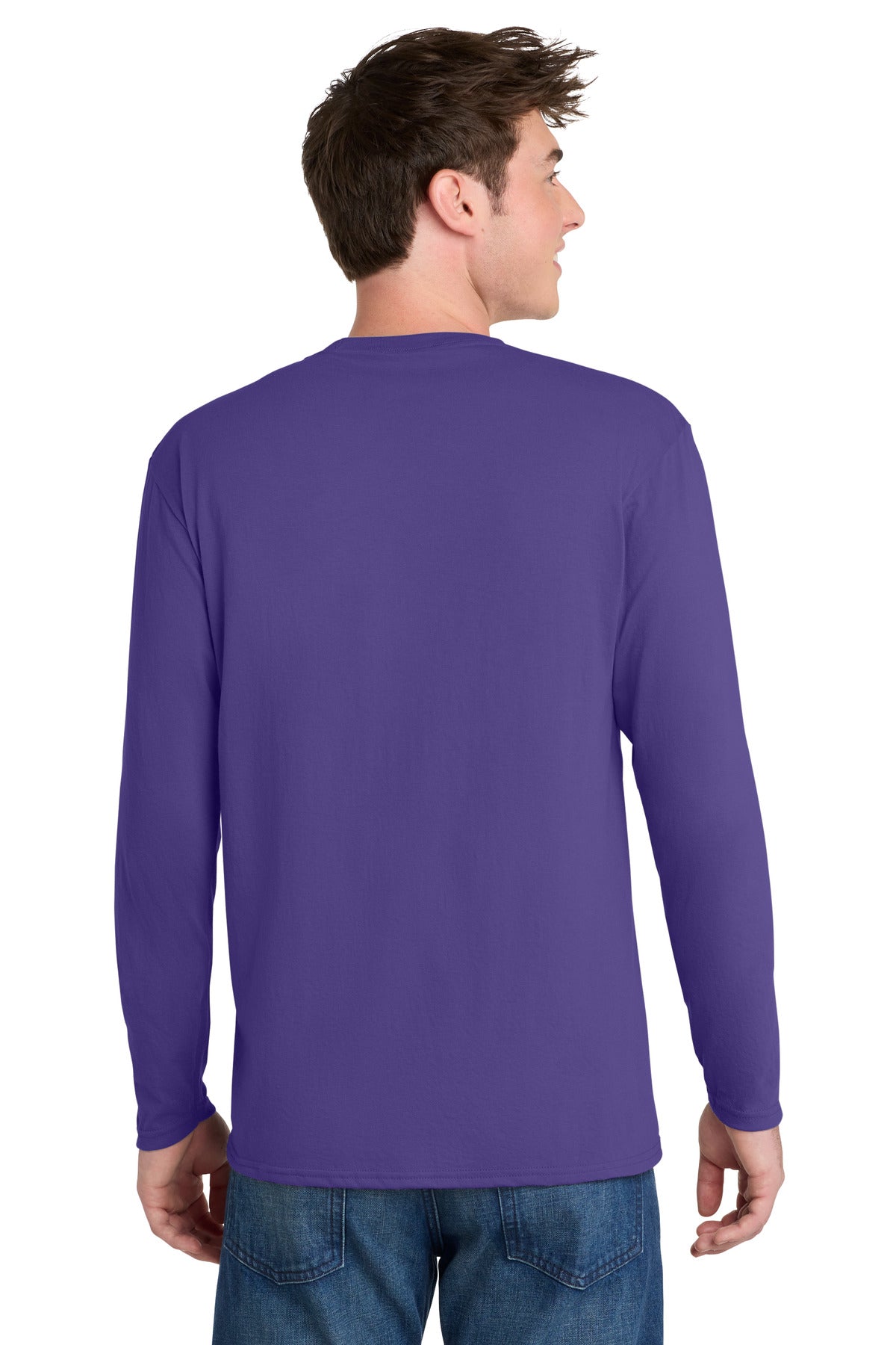 Port & Co Long Sleeve Performance Blend Tee - Purple