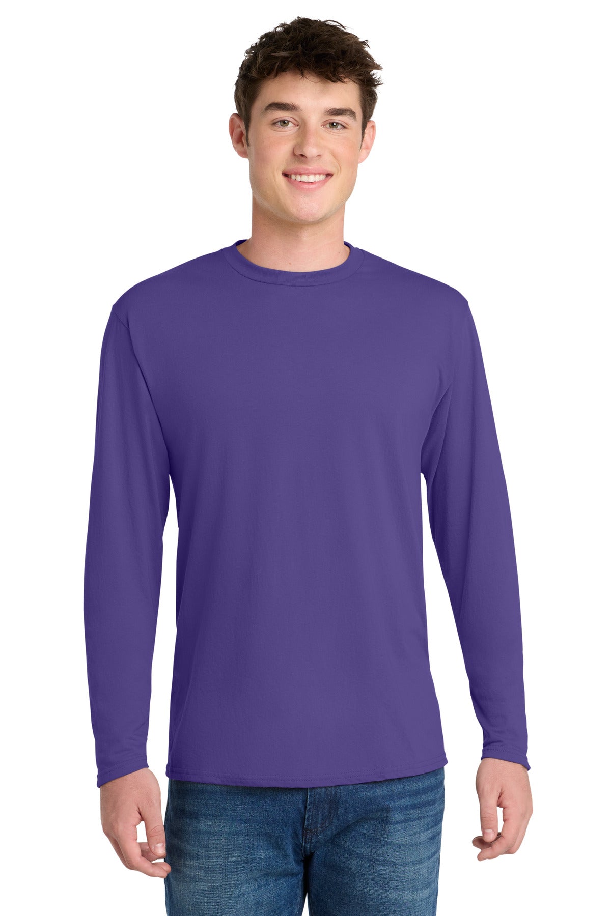 Port & Co Long Sleeve Performance Blend Tee - Purple