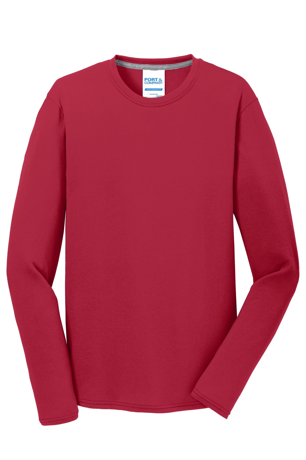 Port & Co Long Sleeve Performance Blend Tee - Red