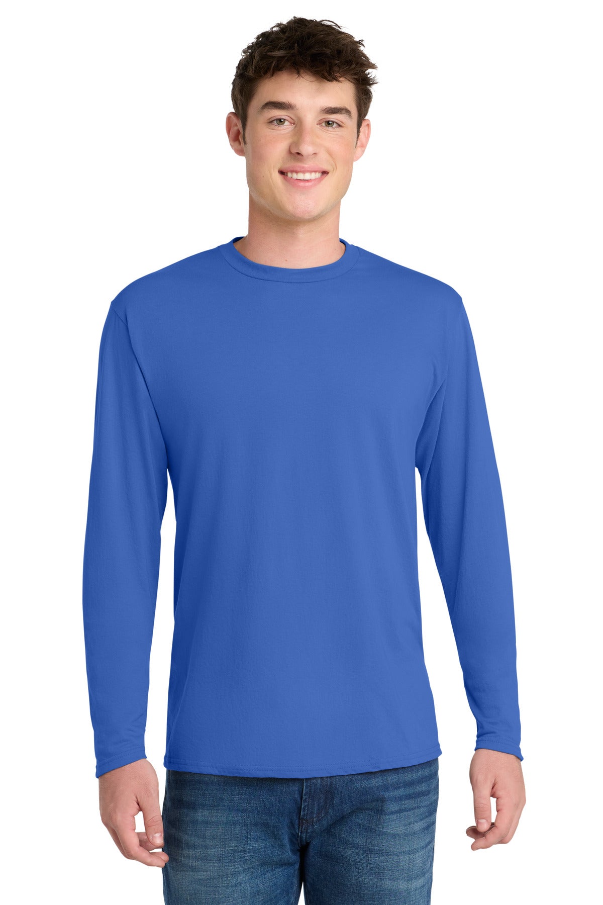 Port & Co Long Sleeve Performance Blend Tee - True Royal