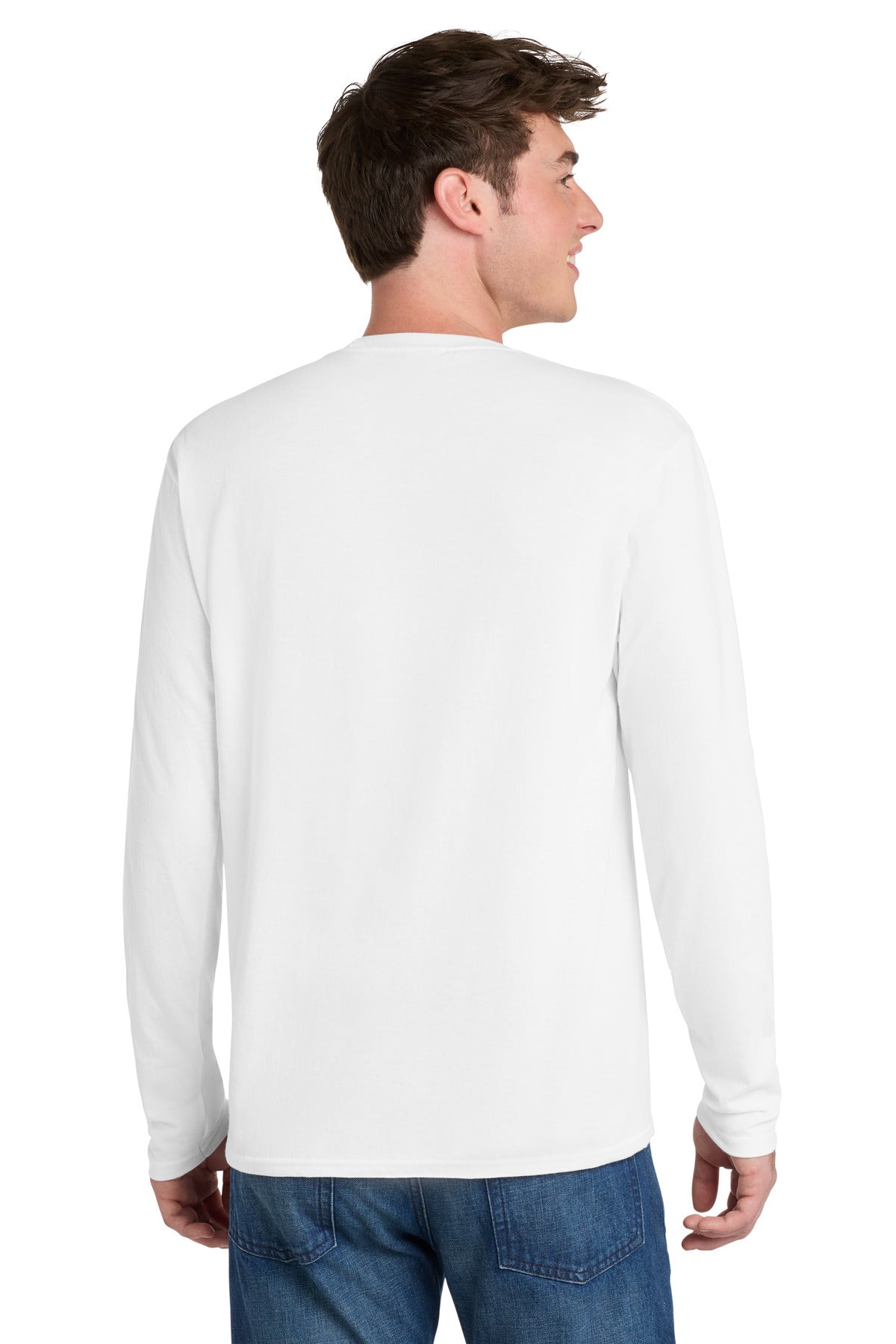 Port & Co Long Sleeve Performance Blend Tee - White