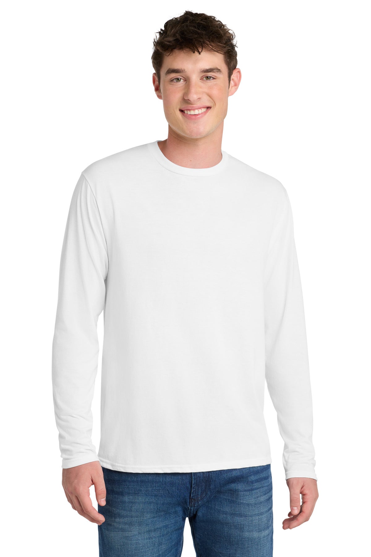 Port & Co Long Sleeve Performance Blend Tee - White