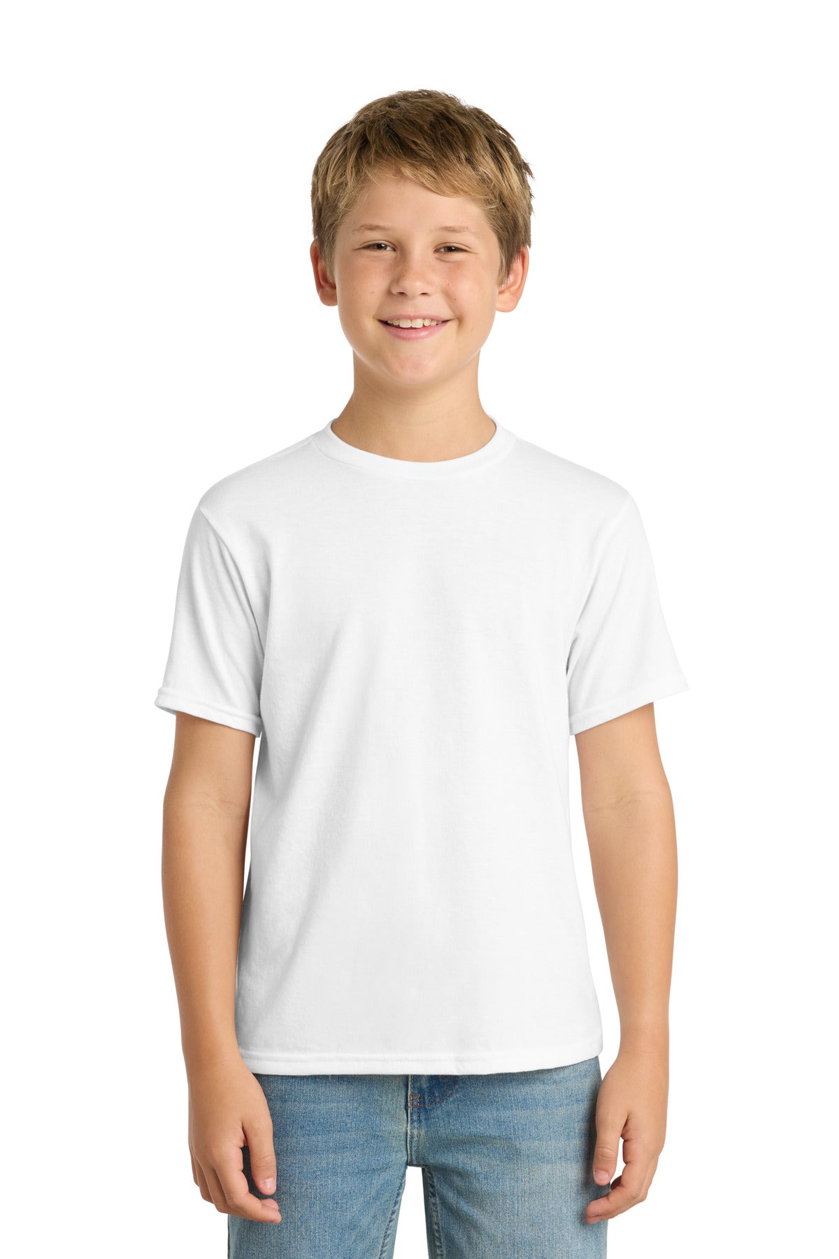 Port & Co Youth Performance Blend Tee - White