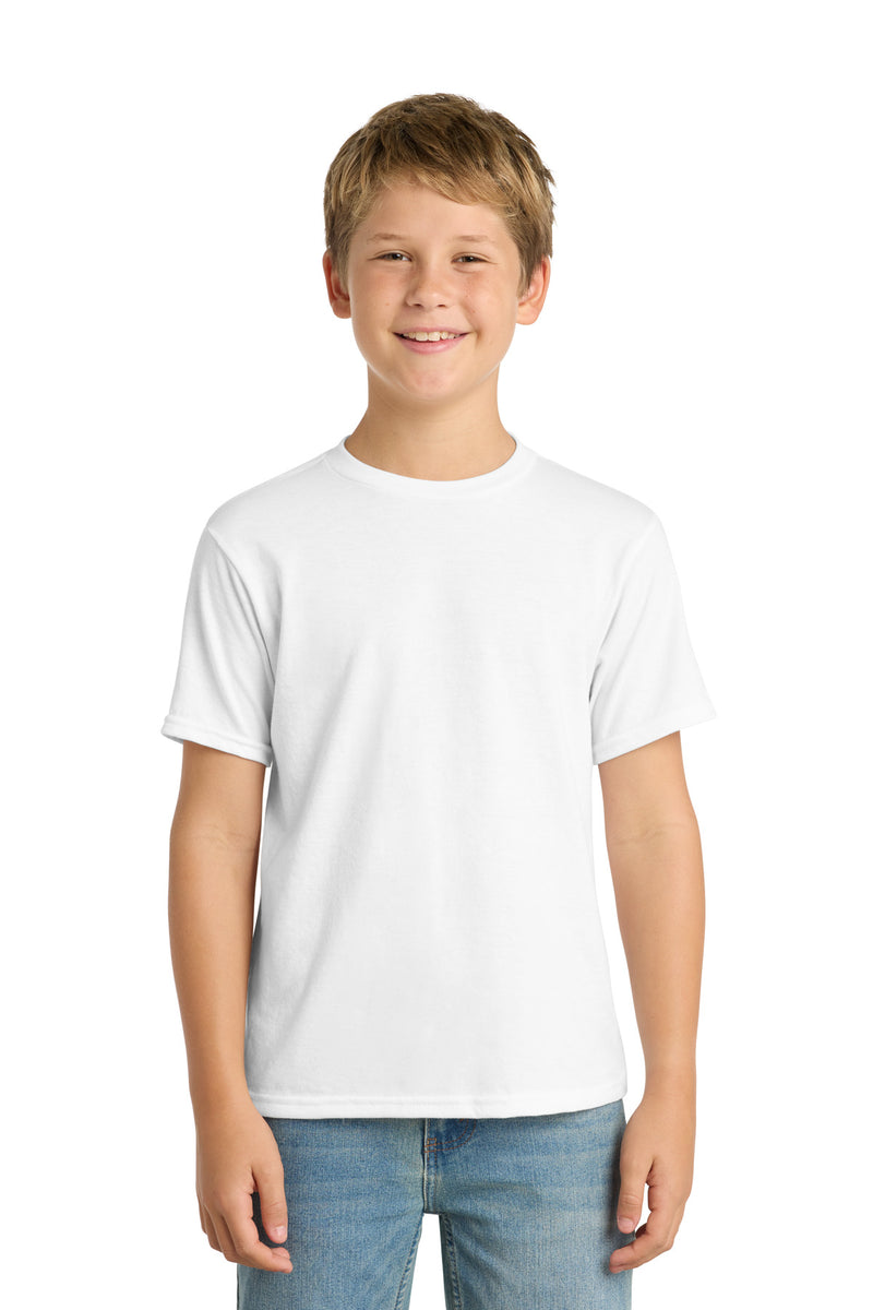 Port & Co Youth Performance Blend Tee - White