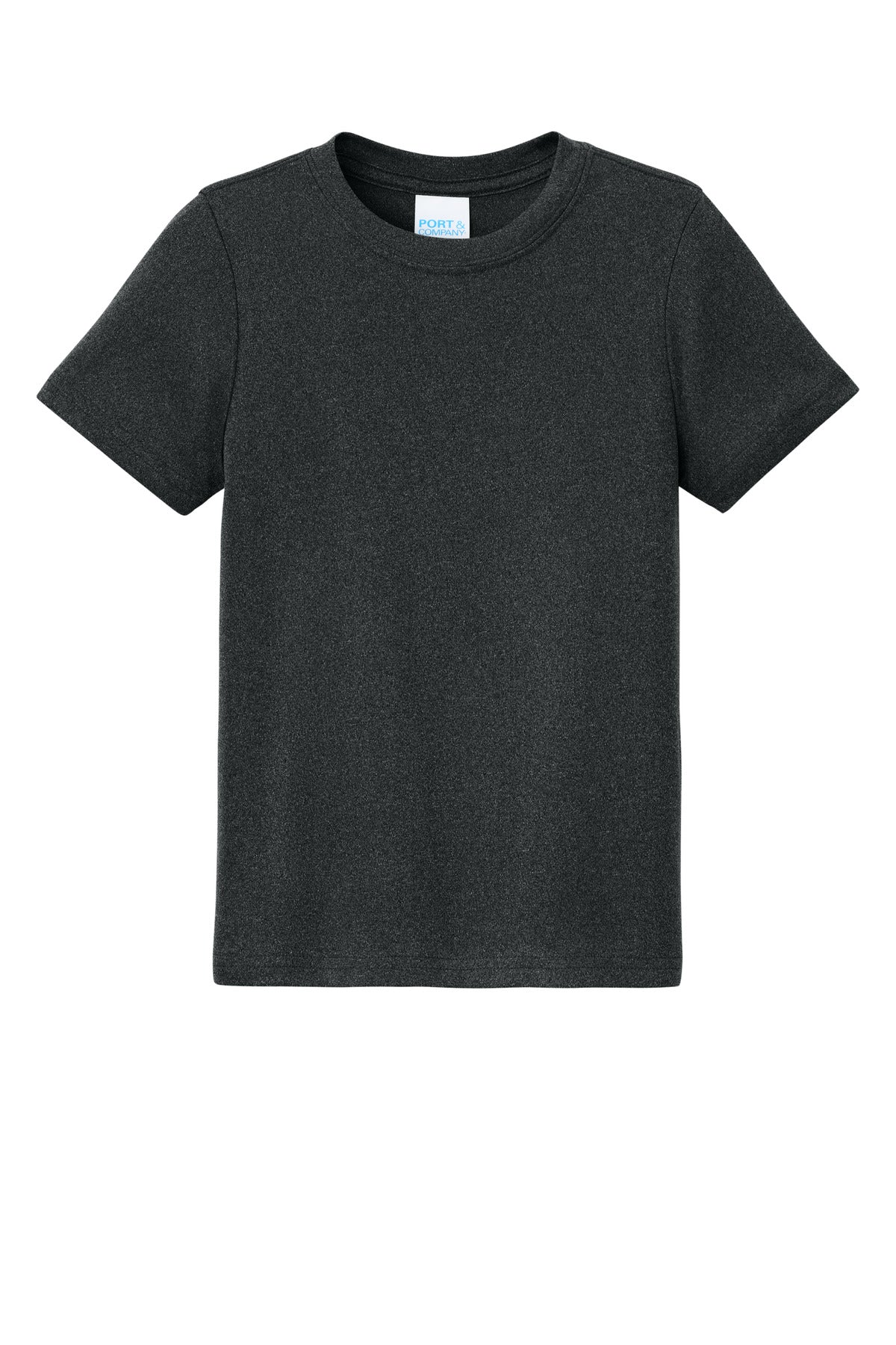 Port & Co Youth Heather Performance Tee - Black Heather