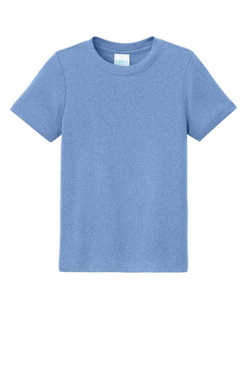 Port & Co Youth Heather Performance Tee - Carolina Blue Heather