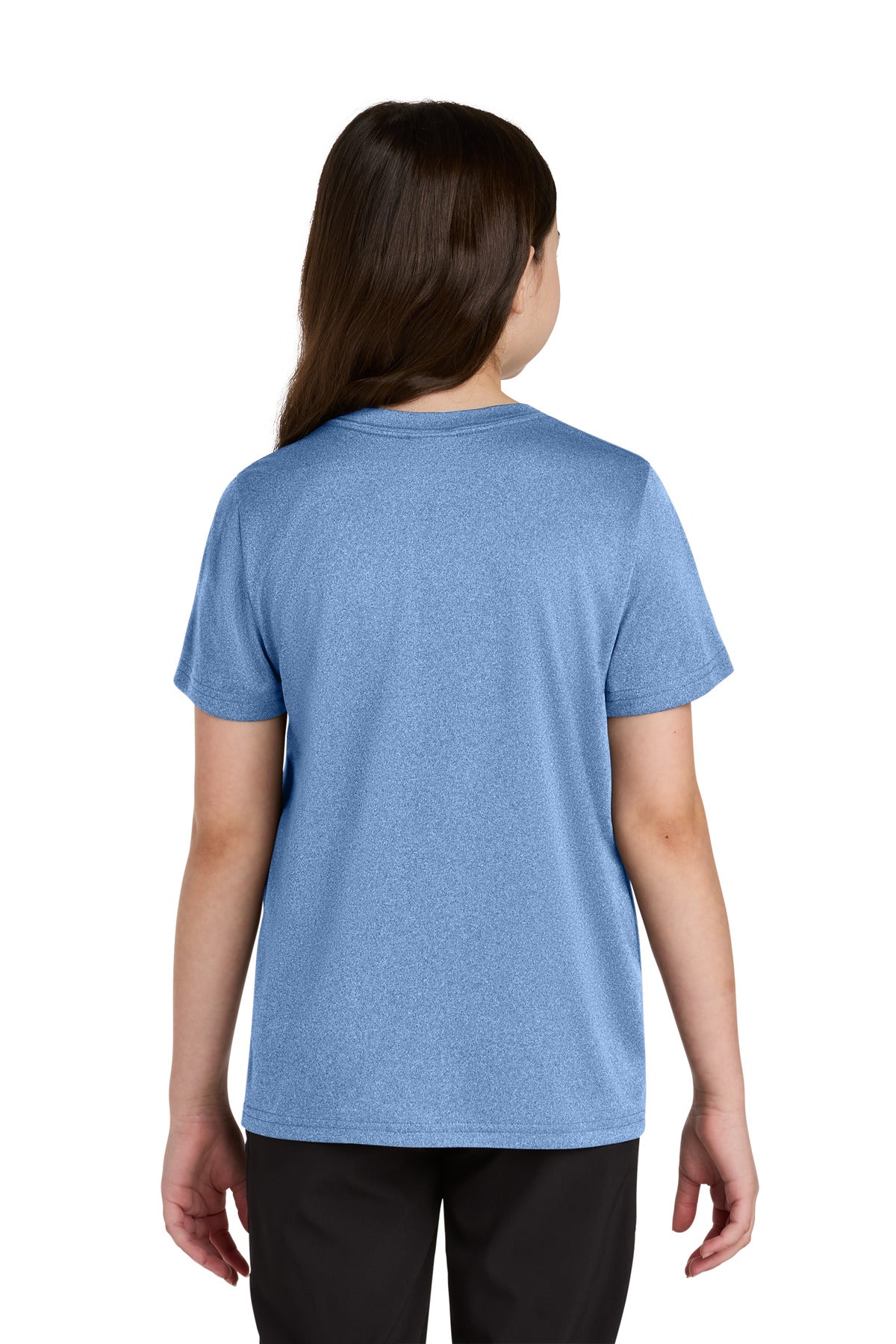 Port & Co Youth Heather Performance Tee - Carolina Blue Heather