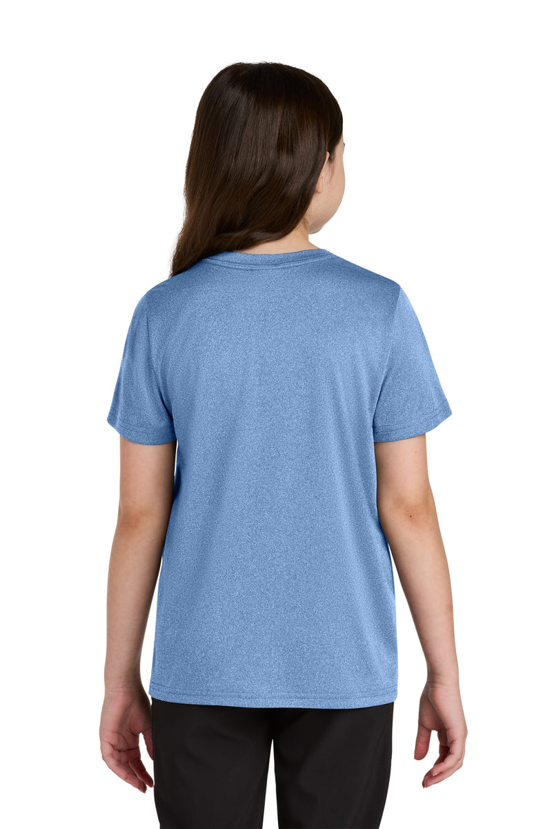Port & Co Youth Heather Performance Tee - Carolina Blue Heather