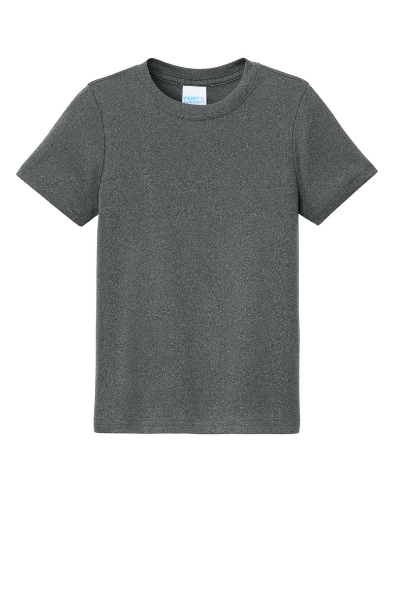 Port & Co Youth Heather Performance Tee - Metal Grey Heather