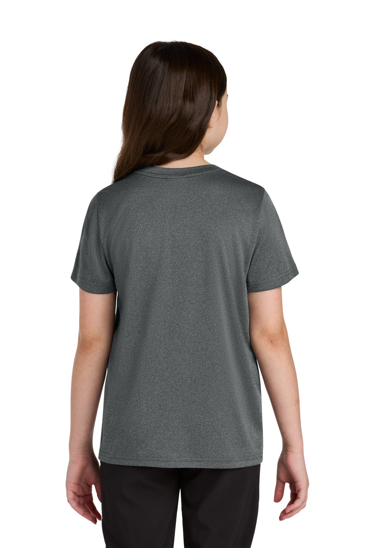 Port & Co Youth Heather Performance Tee - Metal Grey Heather