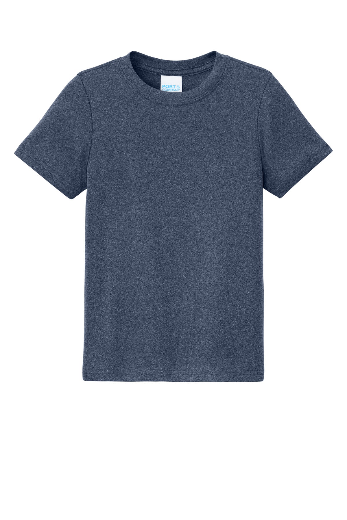 Port & Co Youth Heather Performance Tee - True Navy Heather