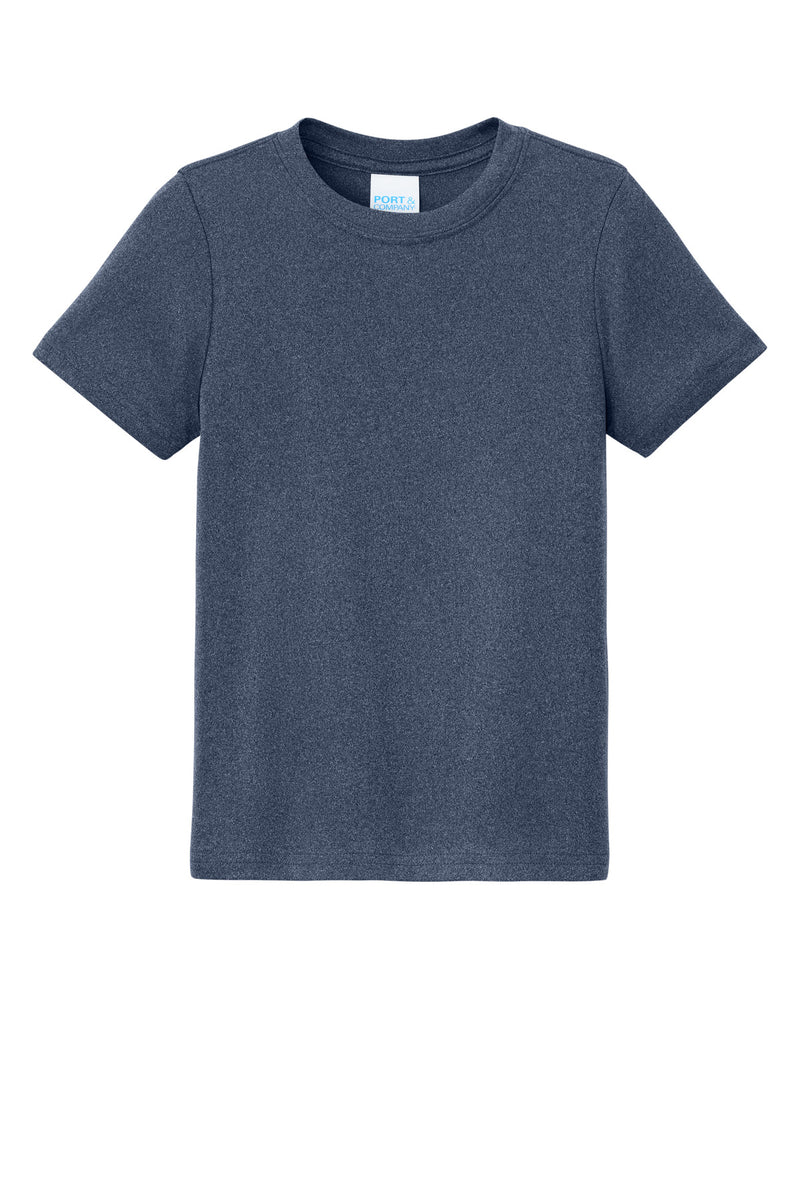 Port & Co Youth Heather Performance Tee - True Navy Heather