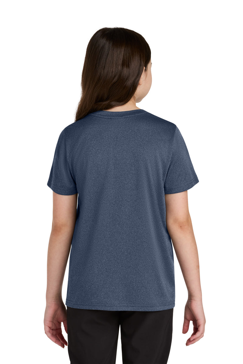 Port & Co Youth Heather Performance Tee - True Navy Heather