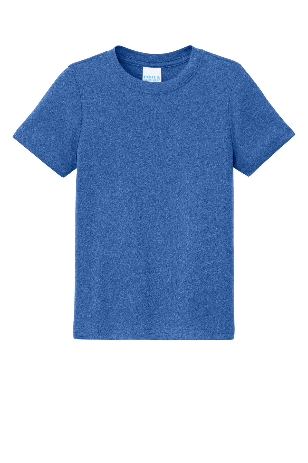 Port & Co Youth Heather Performance Tee - True Royal Heather