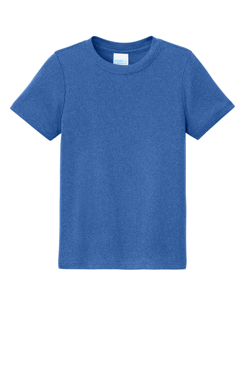 Port & Co Youth Heather Performance Tee - True Royal Heather