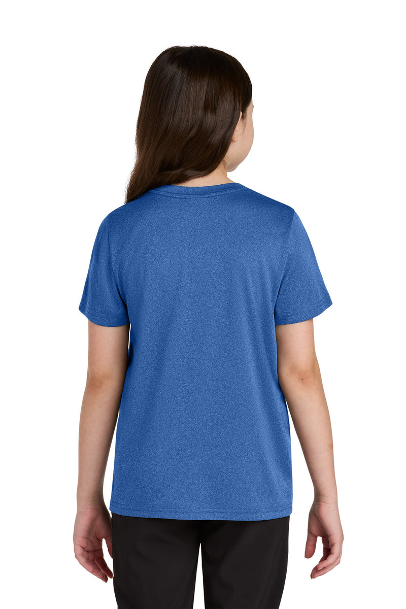Port & Co Youth Heather Performance Tee - True Royal Heather
