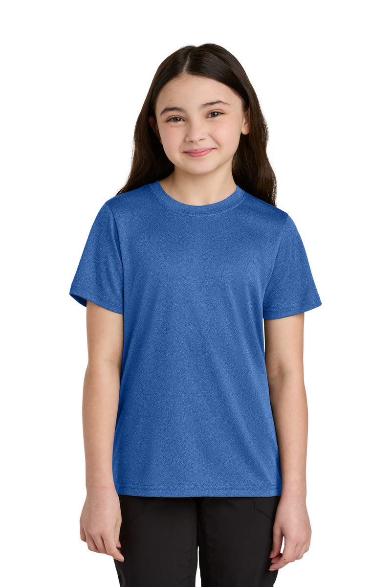 Port & Co Youth Heather Performance Tee - True Royal Heather