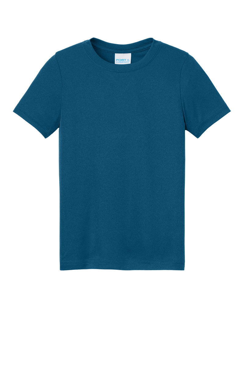 Port & Co Youth Heather Performance Tee - Vintage Sapphire