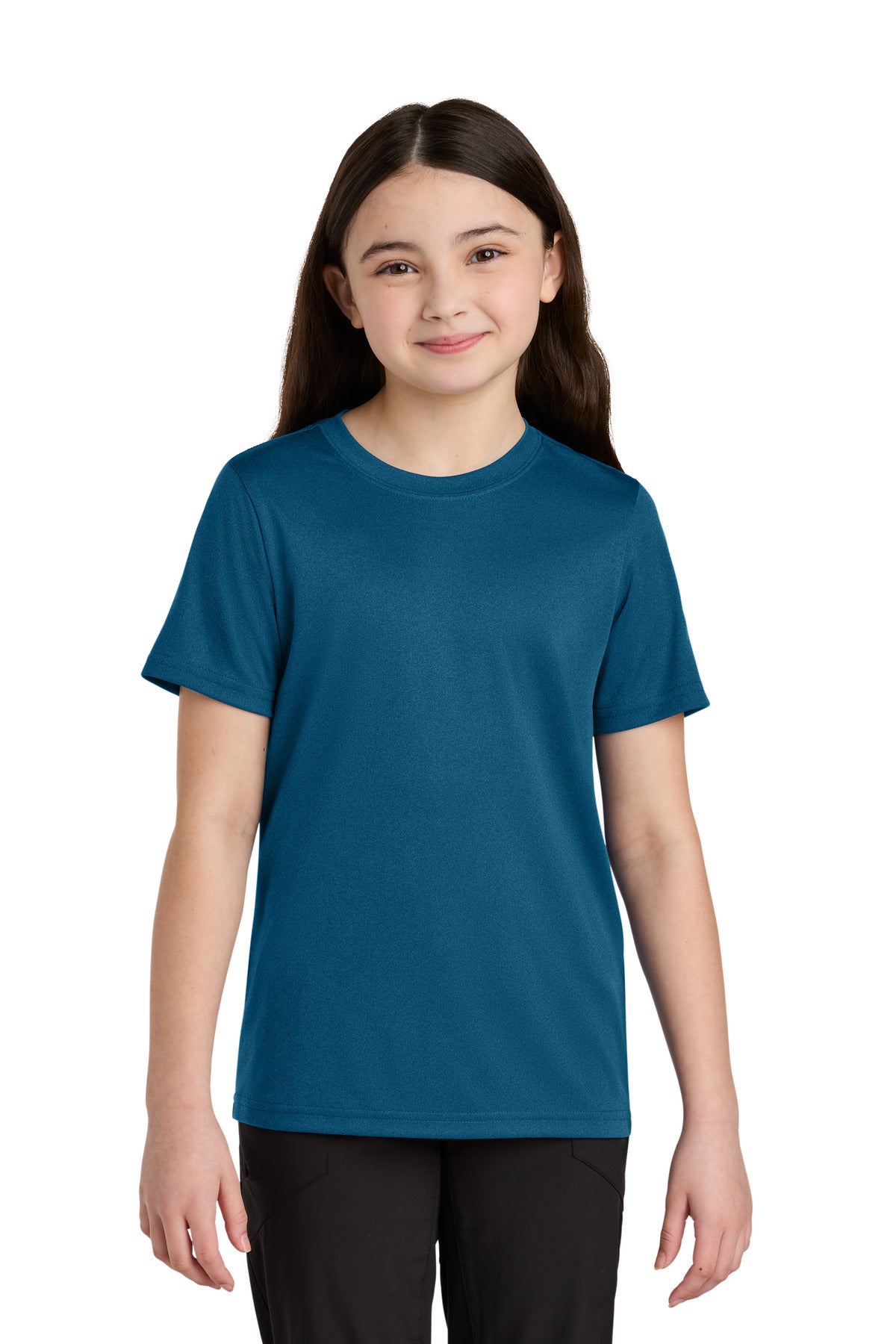 Port & Co Youth Heather Performance Tee - Vintage Sapphire