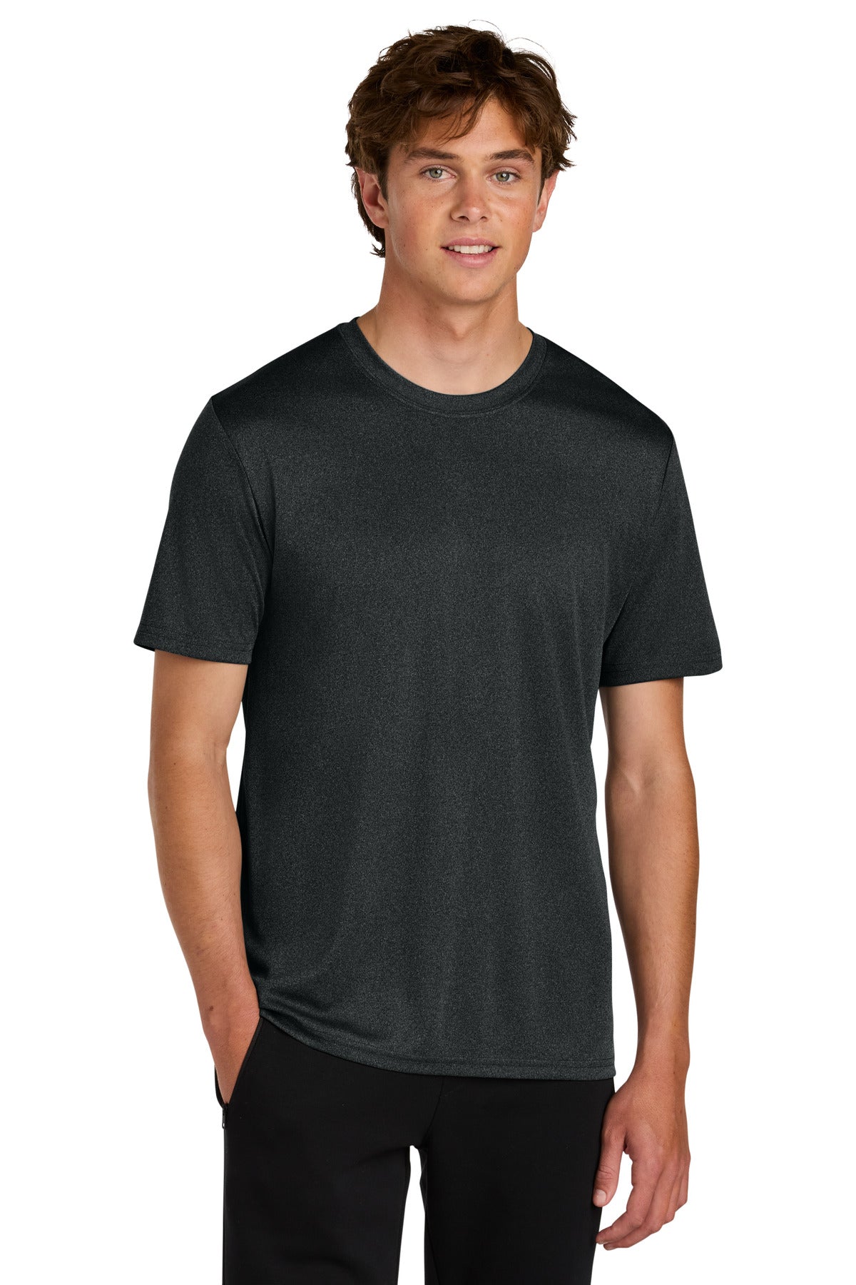 Port & Co Heather Performance Tee - Black Heather