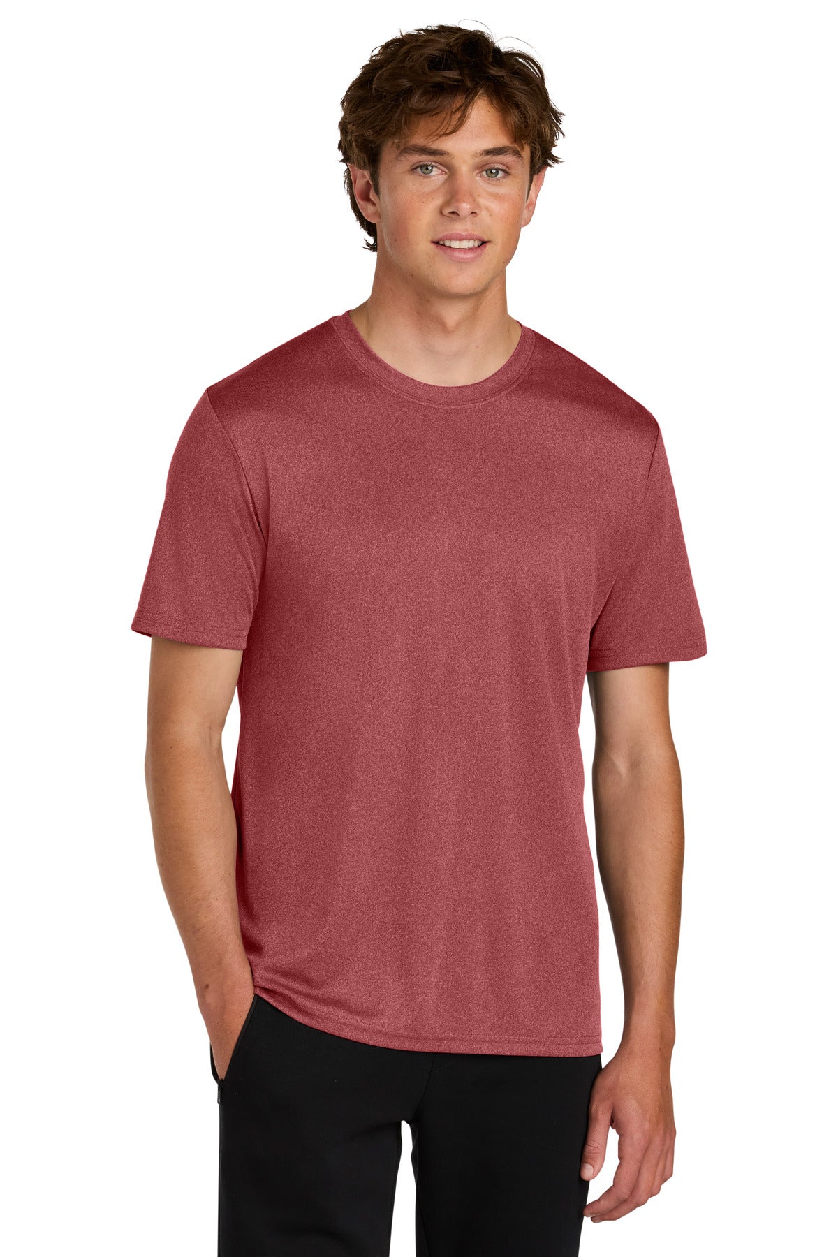 Port & Co Heather Performance Tee - Deep Red Heather