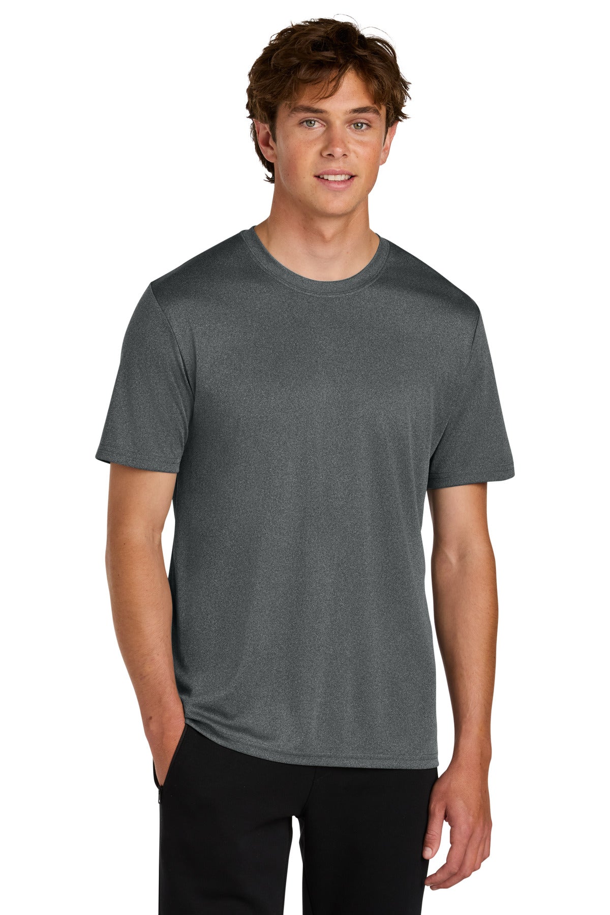 Port & Co Heather Performance Tee - Metal Grey Heather