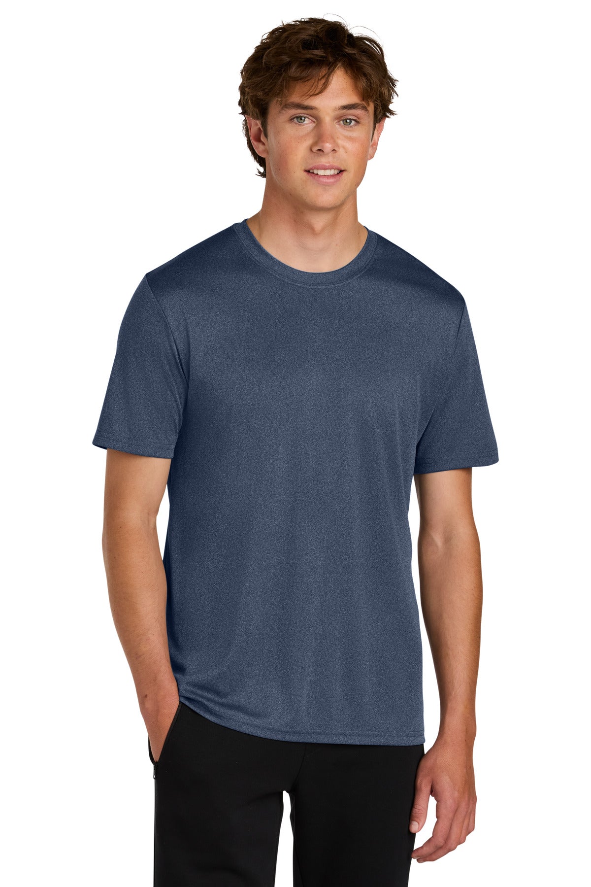 Port & Co Heather Performance Tee - True Navy Heather