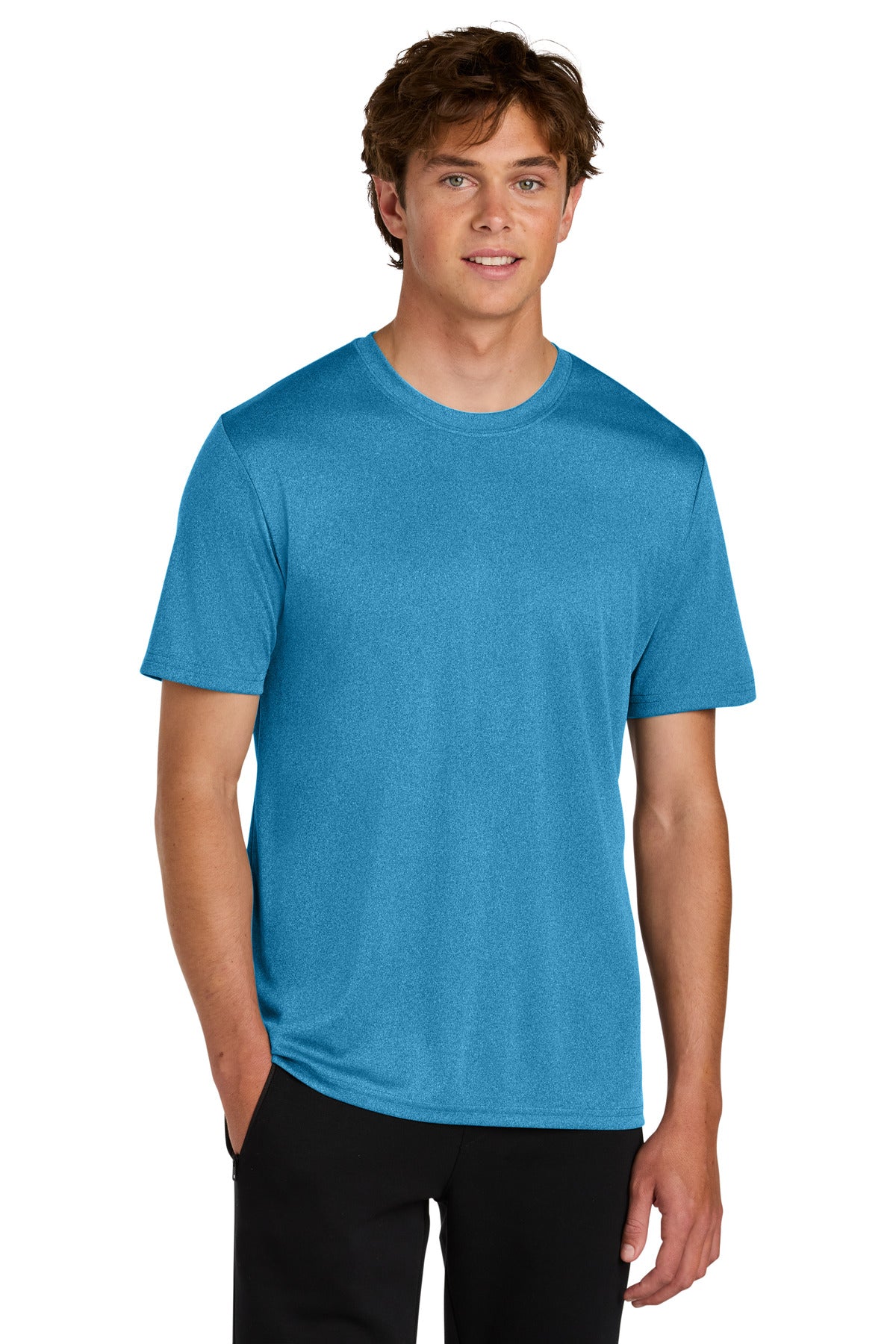 Port & Co Heather Performance Tee - Turquoise Heather
