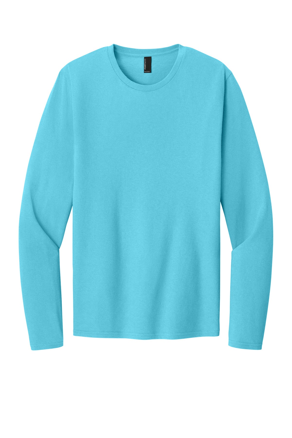Port & Co Easy Cotton Long Sleeve Tee - Aquatic Blue