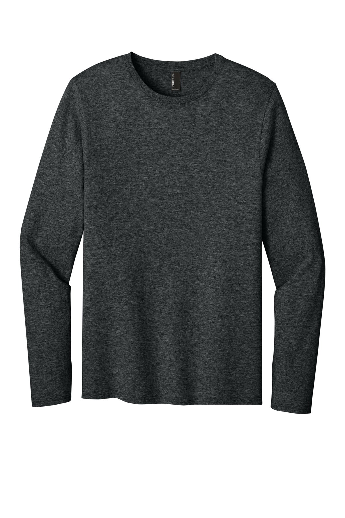 Port & Co Easy Cotton Long Sleeve Tee - Black Heather