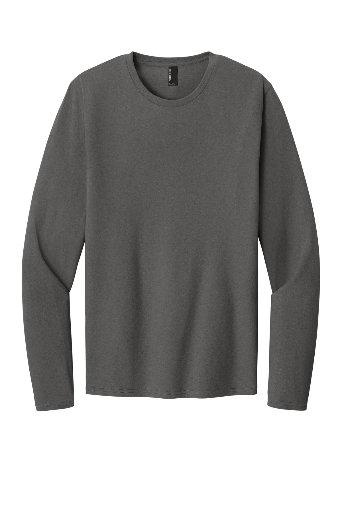 Port & Co Easy Cotton Long Sleeve Tee - Charcoal