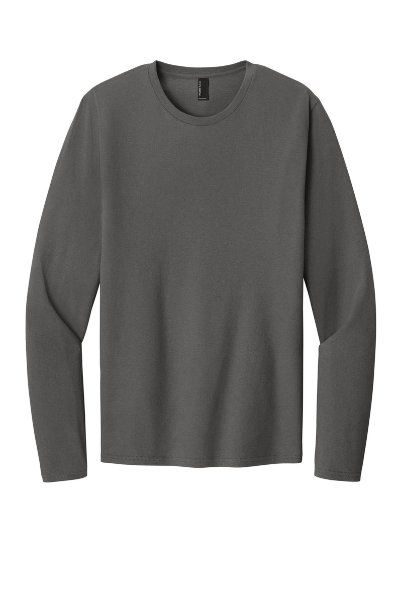 Port & Co Easy Cotton Long Sleeve Tee - Charcoal