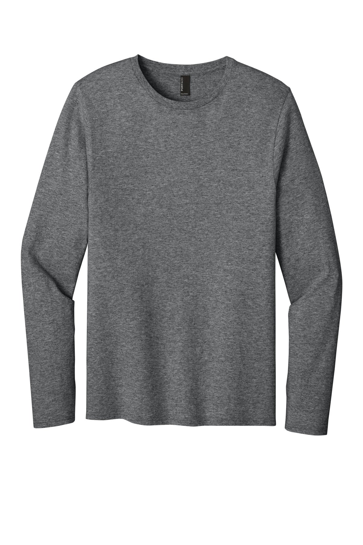 Port & Co Easy Cotton Long Sleeve Tee - Graphite Heather