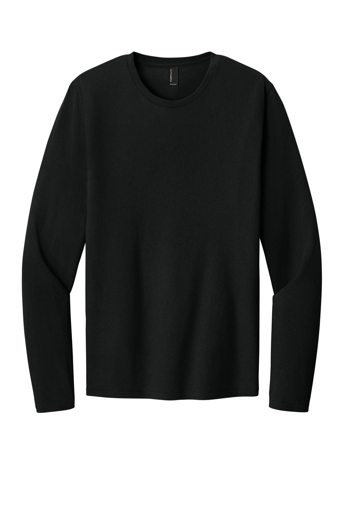 Port & Co Easy Cotton Long Sleeve Tee - Jet Black