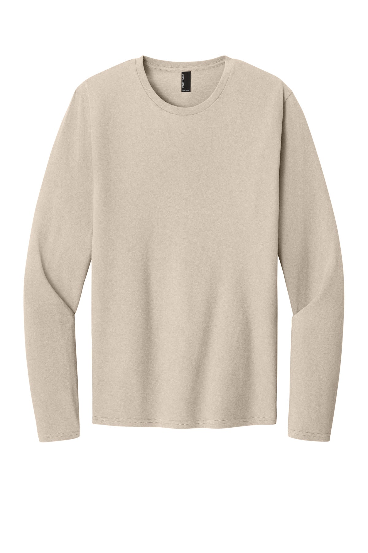 Port & Co Easy Cotton Long Sleeve Tee - Light Sand