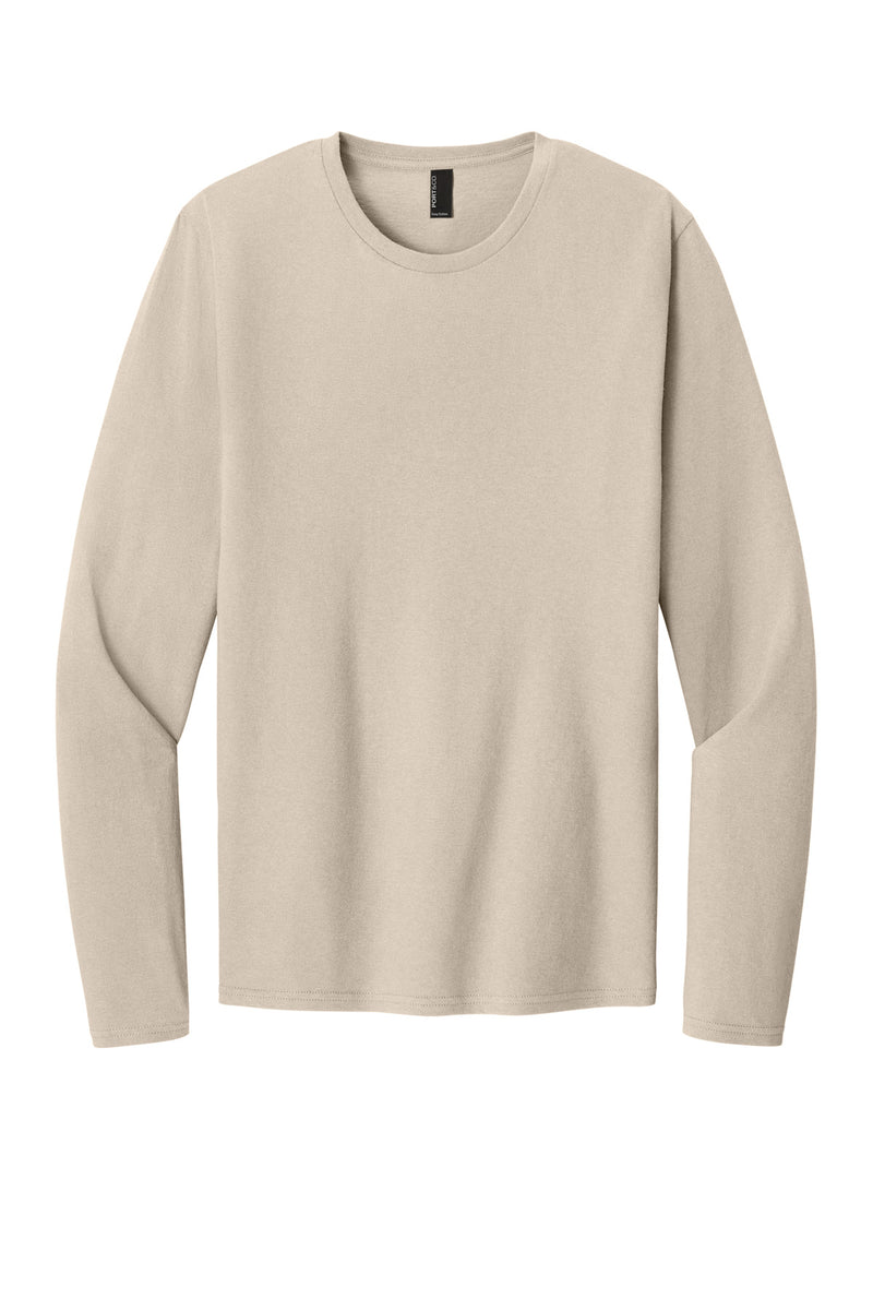 Port & Co Easy Cotton Long Sleeve Tee - Light Sand