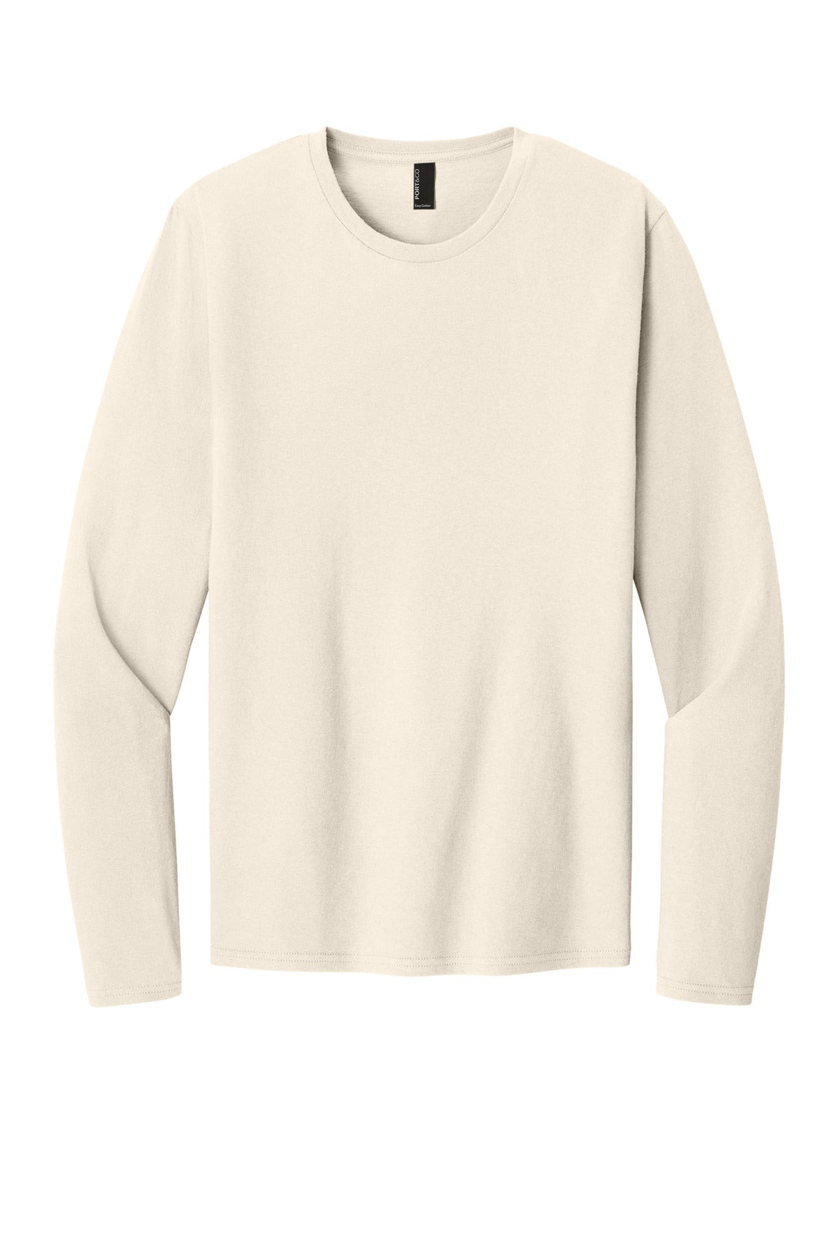 Port & Co Easy Cotton Long Sleeve Tee - Natural