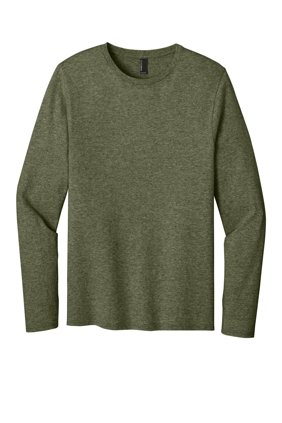 Port & Co Easy Cotton Long Sleeve Tee - Olive Drab Green Heather