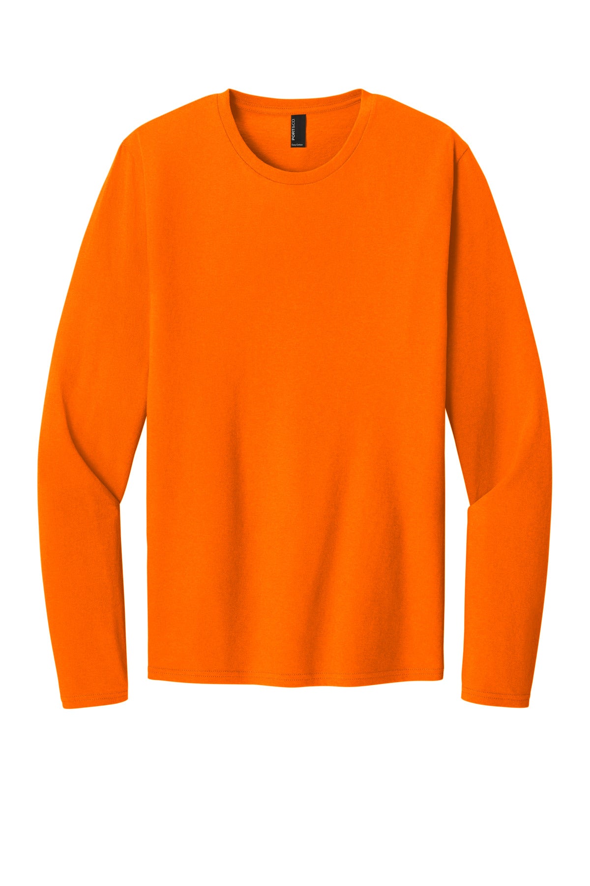 Port & Co Easy Cotton Long Sleeve Tee - S. Orange