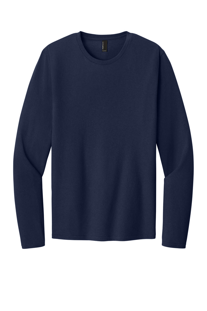 Port & Co Easy Cotton Long Sleeve Tee - True Navy