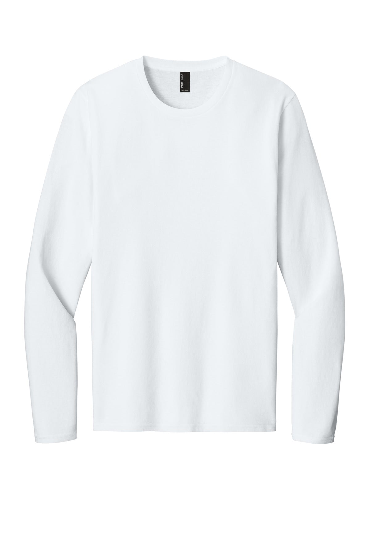 Port & Co Easy Cotton Long Sleeve Tee - White