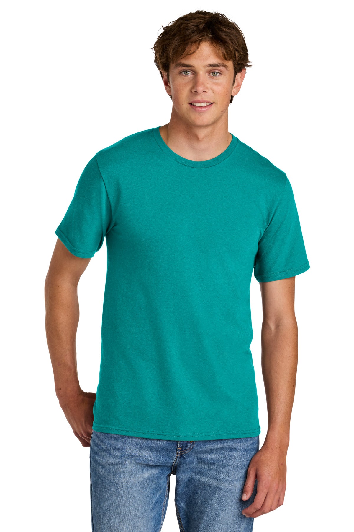 Port & Co Easy Cotton Tee - Bright Aqua